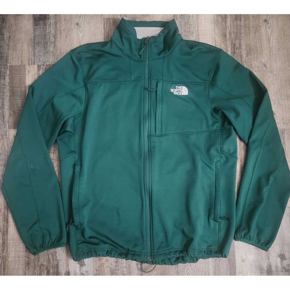 The North Face Apex Bionic Jacket Mens L Green Softshell Fleece Lined Full Zip